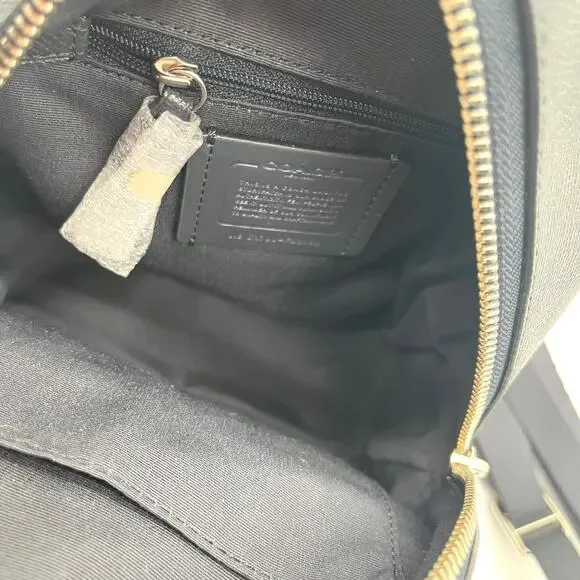 COACH NWOT Charlie Mini Wild Plaid Leather Backpack, Blue, $328 Retail - Picture 5 of 11